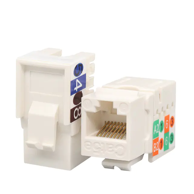 Ano ang mga bentahe ng 90-degree na disenyo ng CAT5E UTP 90 degree Punch Down Keystone Jack?